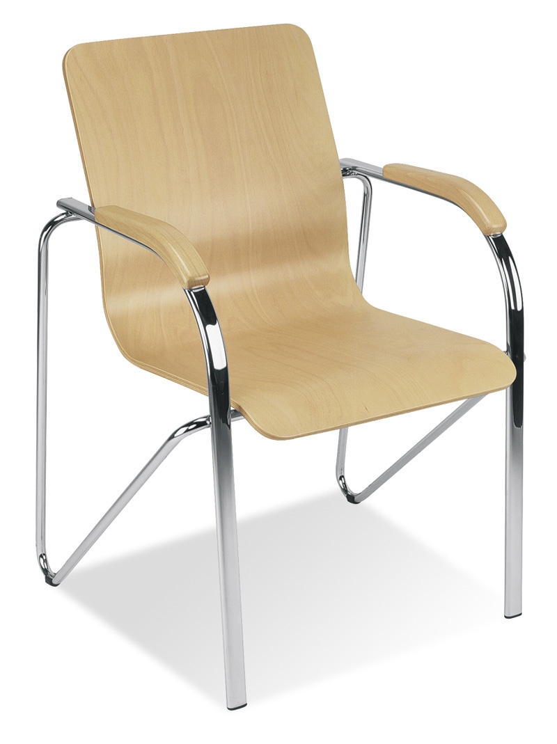 Посетителски стол  SAMBA WOOD CHROME