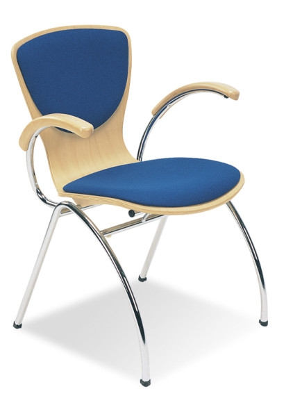 Посетителски стол BINGO arm  wood chrome plus