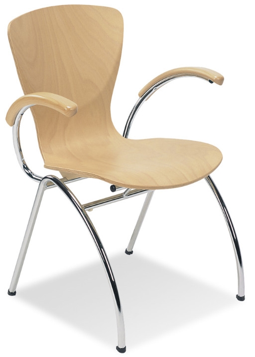 Посетителски стол BINGO arm wood chrome